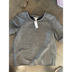 h&M  womens top-metallic Black/silver Top. Metallic Ruched Feel